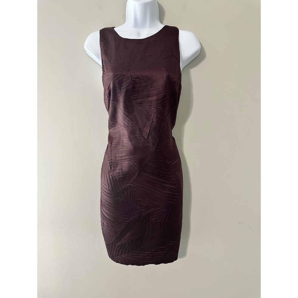 Ali Ro Women Dress Size 6 Plum‎ Textured Sheath Sleeveless Knee Length